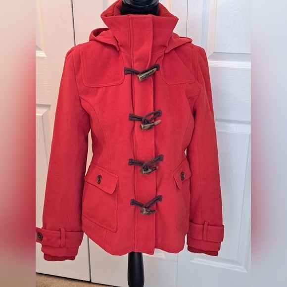 Boy Meets Girl Red Hooded Jacket Size L - Picture 1 of 9